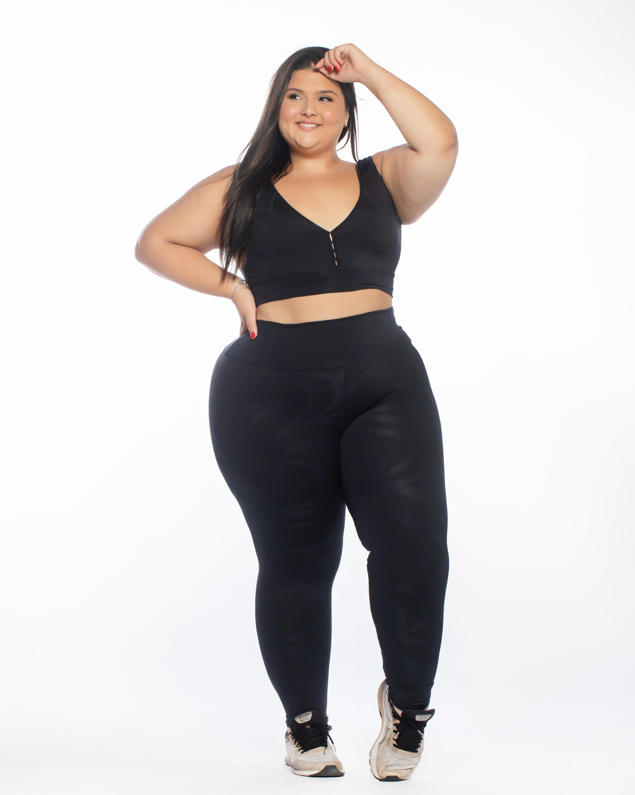 Legging Básica + Top Nanda Jacquard Isla Preto