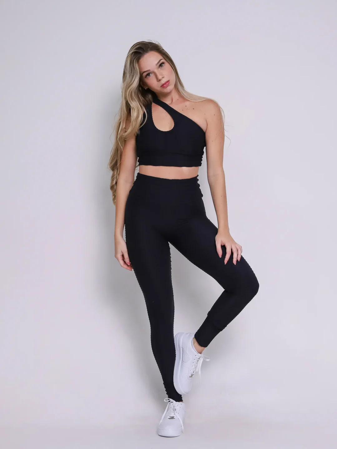 Legging Básica + Top Luiza Jacquard Ondinha Preto